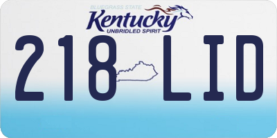 KY license plate 218LID