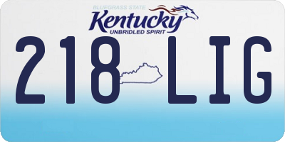 KY license plate 218LIG