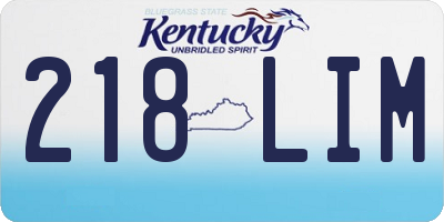 KY license plate 218LIM