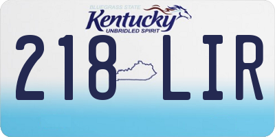 KY license plate 218LIR