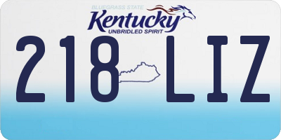 KY license plate 218LIZ