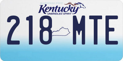 KY license plate 218MTE