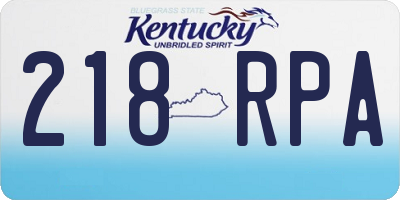 KY license plate 218RPA