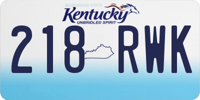 KY license plate 218RWK