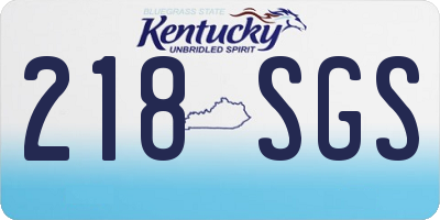 KY license plate 218SGS