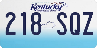 KY license plate 218SQZ