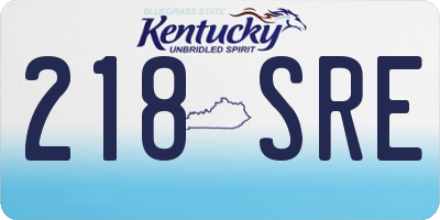 KY license plate 218SRE