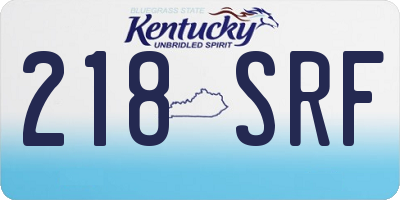 KY license plate 218SRF