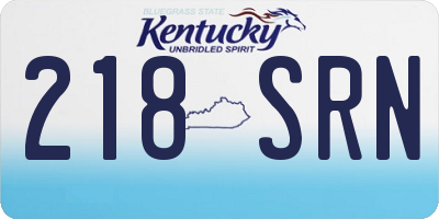 KY license plate 218SRN