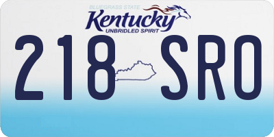 KY license plate 218SRO
