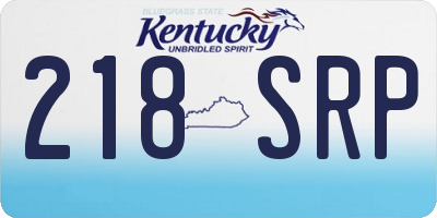 KY license plate 218SRP
