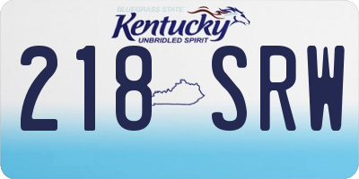 KY license plate 218SRW