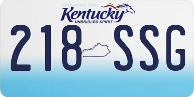 KY license plate 218SSG
