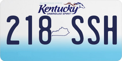 KY license plate 218SSH