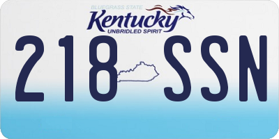 KY license plate 218SSN