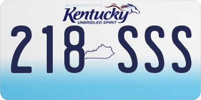KY license plate 218SSS