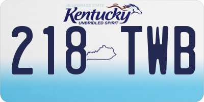 KY license plate 218TWB