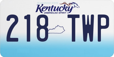 KY license plate 218TWP