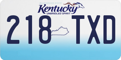 KY license plate 218TXD