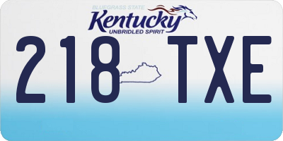 KY license plate 218TXE