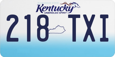 KY license plate 218TXI
