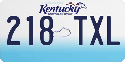 KY license plate 218TXL