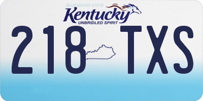 KY license plate 218TXS