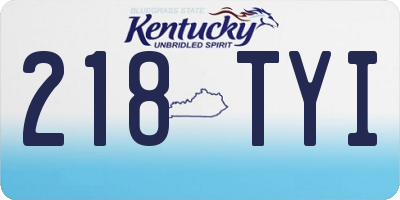 KY license plate 218TYI