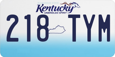 KY license plate 218TYM