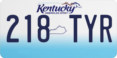 KY license plate 218TYR