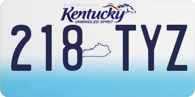 KY license plate 218TYZ