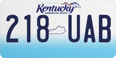 KY license plate 218UAB