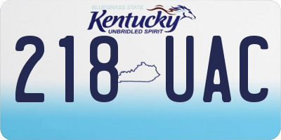 KY license plate 218UAC