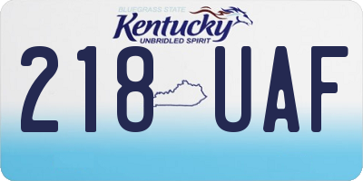 KY license plate 218UAF