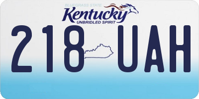 KY license plate 218UAH