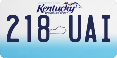 KY license plate 218UAI