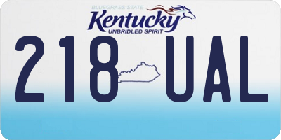 KY license plate 218UAL