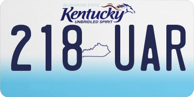 KY license plate 218UAR