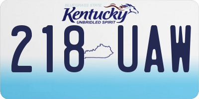 KY license plate 218UAW