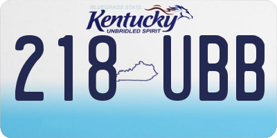 KY license plate 218UBB