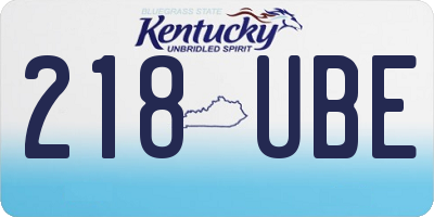 KY license plate 218UBE