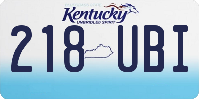 KY license plate 218UBI
