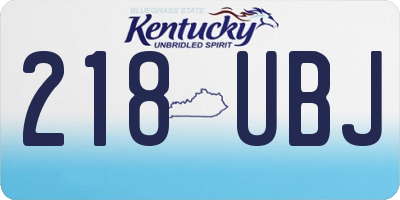 KY license plate 218UBJ