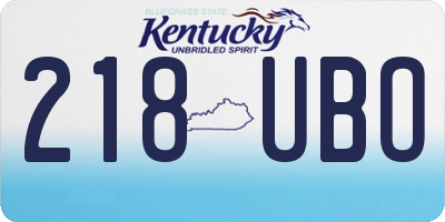 KY license plate 218UBO