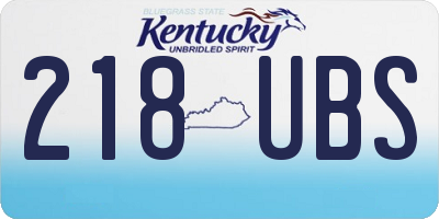 KY license plate 218UBS