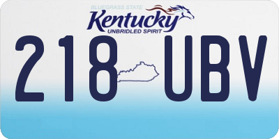 KY license plate 218UBV