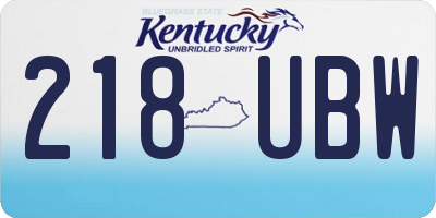 KY license plate 218UBW