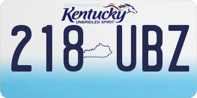 KY license plate 218UBZ