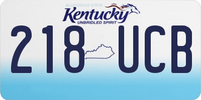 KY license plate 218UCB