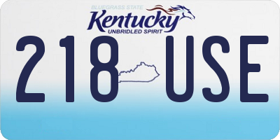 KY license plate 218USE